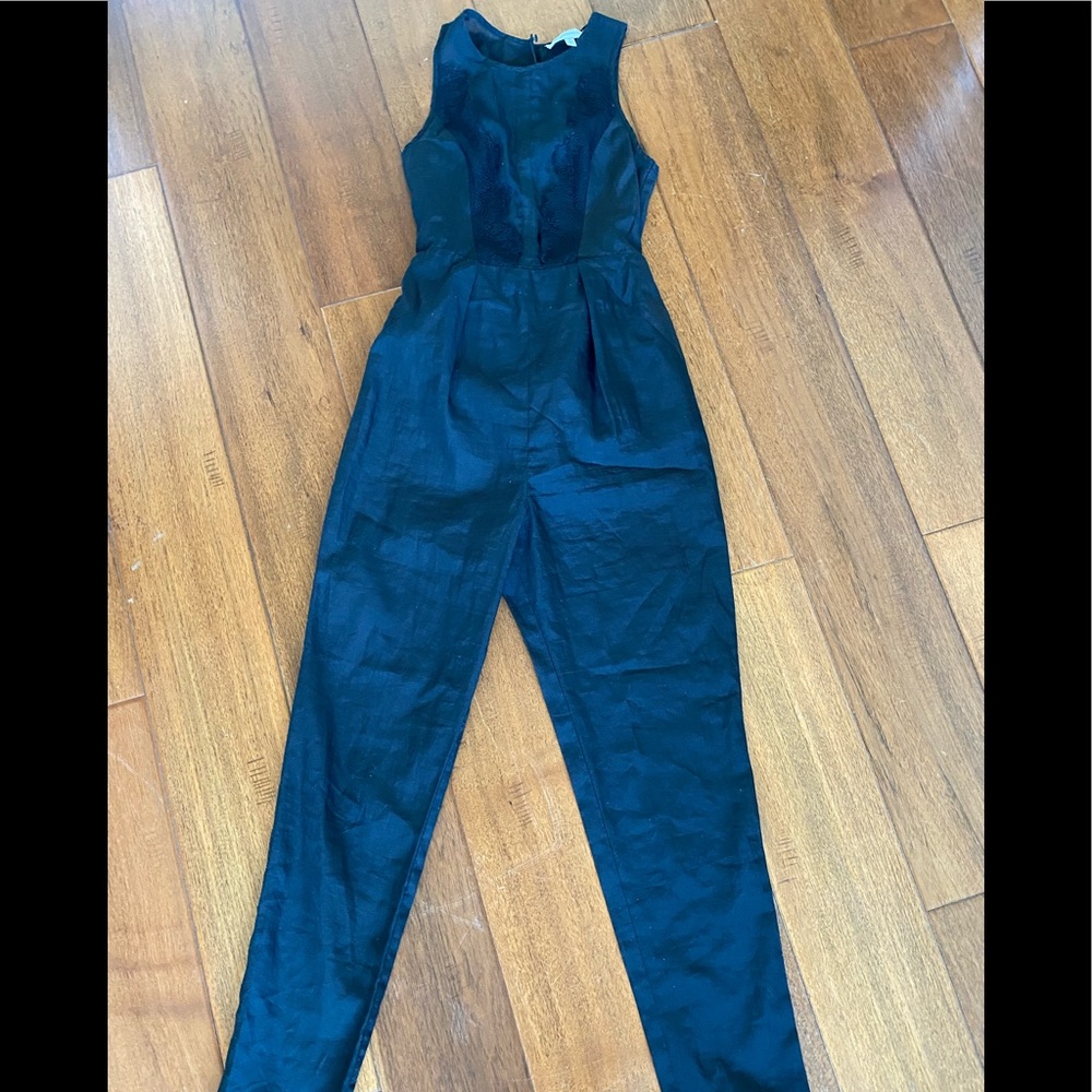 Linen Jumpsuit black with lace